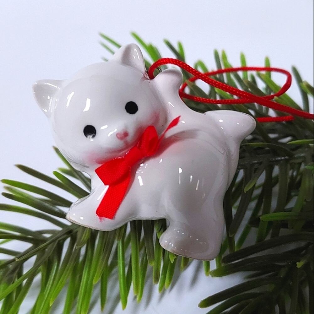 Vintage Midwest porcelain kitty cat Ornament Japan